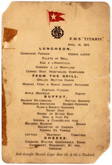 Das Letzte Mittagessen Der Titanic Wird Bei Einer Auktion Für 88.000 $ Verkauft