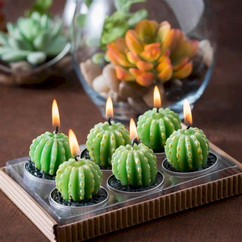 O idee frumoasă decorativă: lumânări cactus